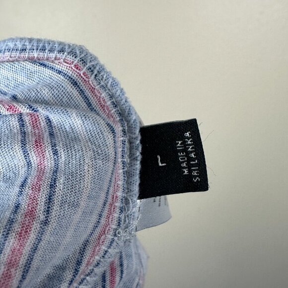 Ralph Lauren Women's Pajama Set Stripes Cotton Black Label Blue Red Large - Picture 8 of 8